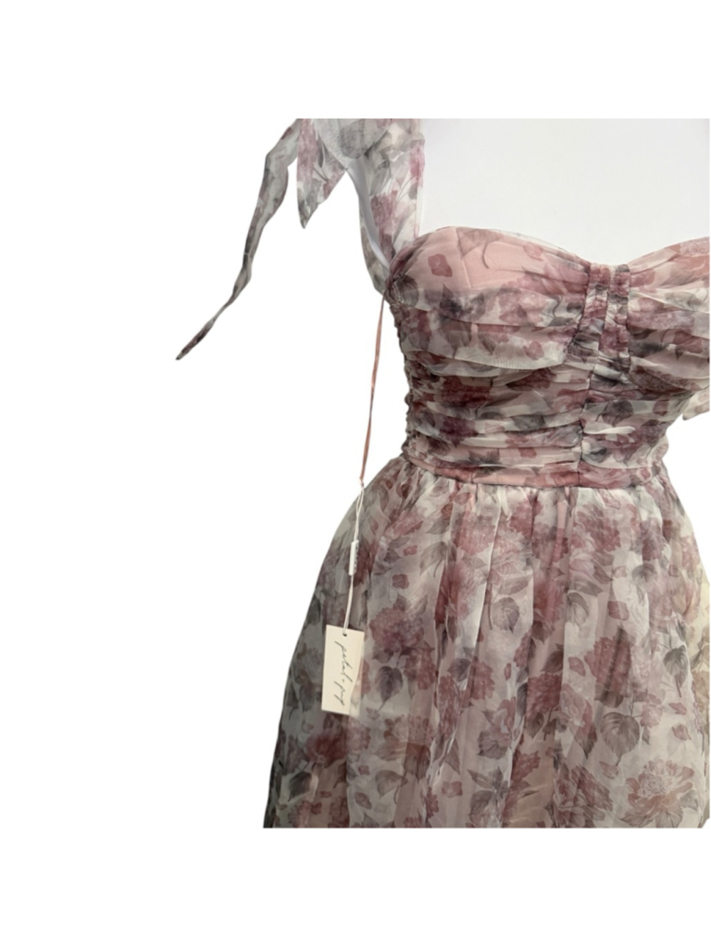 Petal + Pup Floret Midi Dress Floral Pink Purple Tie Shoulder Size S NWT - Picture 6 of 9